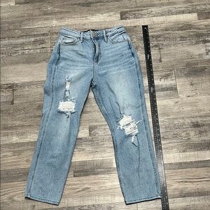 Hollister Light Blue Straight Leg Jeans with Distressing